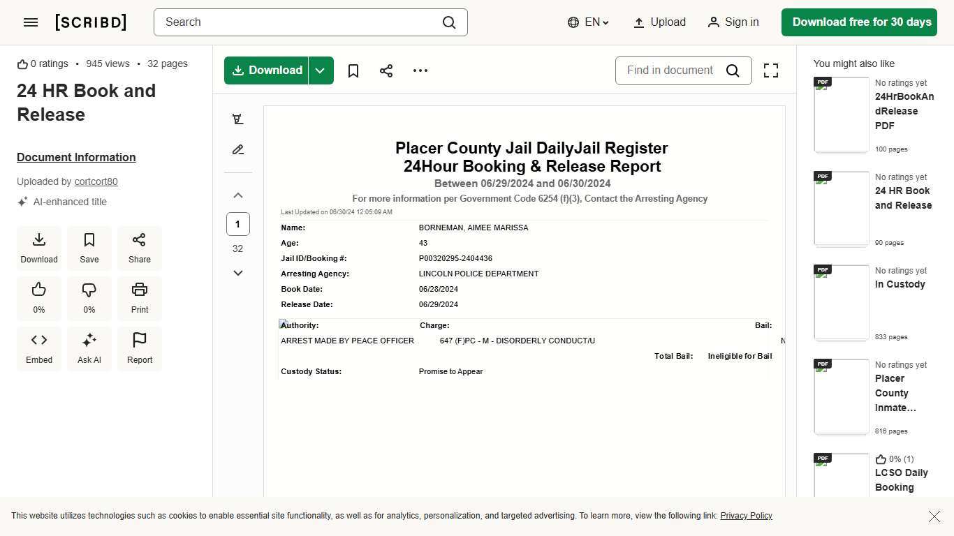 24 HR Book and Release | PDF | Arrest | Bail